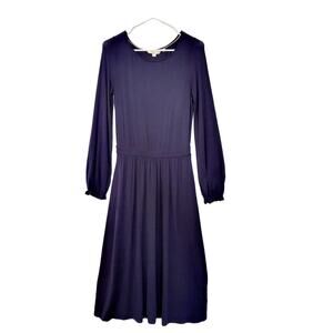 Boden Navy Blue Long Sleeves Fit & Flare Soft Jersey Midi Dress Women's Size 4R